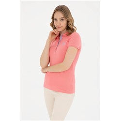 Женская неоново-розовая базовая футболка с воротником-поло Неожиданная скидка в корзине