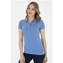 Женская темно-синяя базовая футболка с воротником-поло Неожиданная скидка в корзине