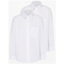 Набор из 2 белых узких школьных рубашек с длинным рукавом для мальчиков
