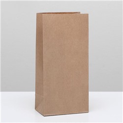 Пакет крафт бумажный фасовочный, прямоугольное дно,  12 х 8 х 25 см