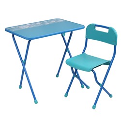 Комплект КА2/Г "Алина 2" голубой : стол выс. 580 мм + стул складной пластиковый