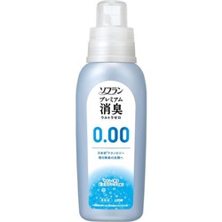 LION Кондиционер для белья "SOFLAN" (блокирующий восприятие посторонних запахов "Premium Deodorizer Ultra Zero-0.00" - аромат чистоты с нотой кристального мыла) 530 мл / 12