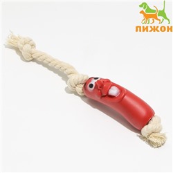 Игрушка "Весёлая сосиска на верёвке" для собак, 14 см
