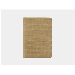 Бежевая кожаная обложка для паспорта из натуральной кожи «PR006 Beige Croco»