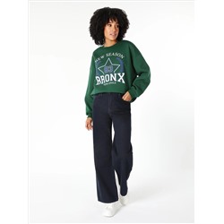 Зеленый женский свитшот Comfort Fit с принтом
