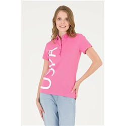 Женская розовая футболка с воротником-поло Неожиданная скидка в корзине