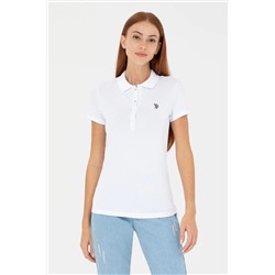 Женская белая базовая футболка с воротником-поло Неожиданная скидка в корзине