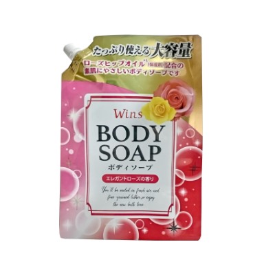 Nihon Крем-мыло для тела "Wins Body Soap Rose" с розовым маслом и богатым ароматом 900 г, мягкая упаковка с крышкой / 10