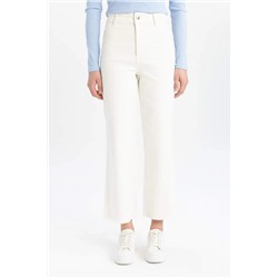Белые джинсовые брюки до щиколотки с высокой талией-кюлотами и высокой талией