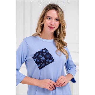 Пижама женская из футера Листик2 с бриджами бантик голубой