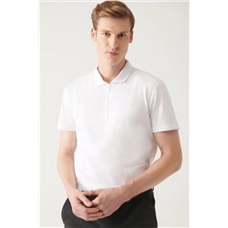 Мужская белая текстурированная футболка поло узкого кроя из трикотажа E005009
