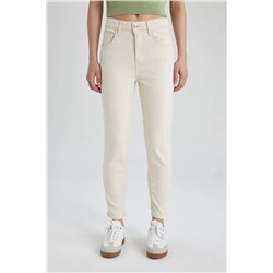 Удобные легкие белые джинсовые брюки скинни с высокой талией Lina Mom Fit