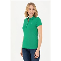 Женская зеленая базовая футболка с воротником-поло Неожиданная скидка в корзине
