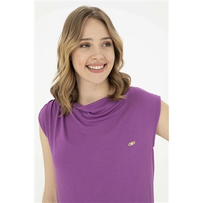 Женская фиолетовая футболка с круглым вырезом Неожиданная скидка в корзине