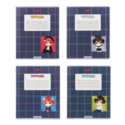 Тетрадь 12 листов в клетку "Мальчики аниме", обложка мелованный картон, МИКС