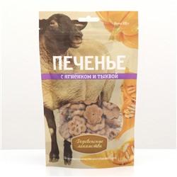 Печенье "Деревенские лакомства" для собак, ягнёнок/тыква, 100 г