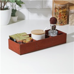 Органайзер деревянный для чая и кухонных принадлежностей Доляна, 33×12×6 см, цвет мокко