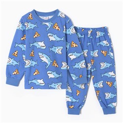 Пижама для мальчиков, цвет синий/акулы, рост 92 см