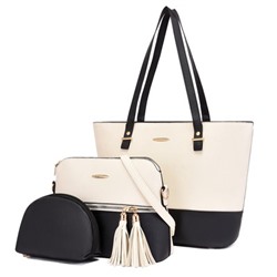 Набор сумок из 3 предметов, арт А64, цвет:белый с чёрным ОЦ