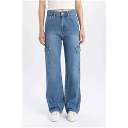 Широкие длинные джинсовые брюки-карго с высокой талией в стиле 90-х годов