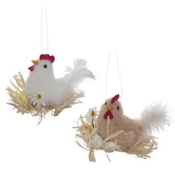 Изделие декоративное подвесное "Курица в гнезде", L9 W5 H6 см, 2в.