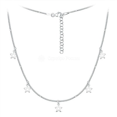 Браслет панцирный из серебра родированный с алмазной огранкой - Звёзды, 17 см 030003R040L17