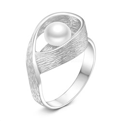 Кольцо из серебра с культивированным жемчугом родированное