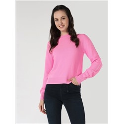 Базовый женский трикотажный свитер стандартного кроя розового цвета