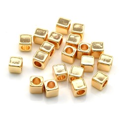 Бусина-разделитель кубик 3*3мм золотистый, отверстие 2мм (упаковка 10шт)