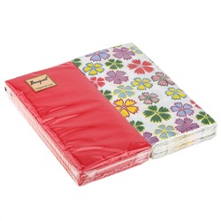 Салфетки бумажные "Bouquet Original de Luxe" 33х33см, 2-х слойные, 20 штук в упаковке, 100% целлюлоза, "Летние цветы MIX с красным" (Россия)