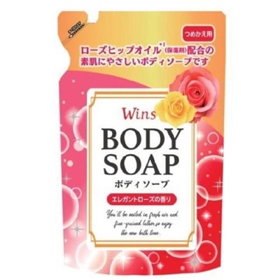 Nihon Крем-мыло для тела "Wins Body Soap Rose" с розовым маслом и богатым ароматом 340 г, мягкая упаковка / 20
