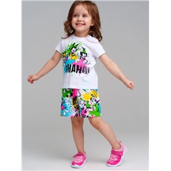 12449016 Комплект детский трикотажный для девочек: фуфайка (футболка), шорты