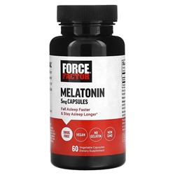 Force Factor, Мелатонин, 5 мг, 60 растительных капсул