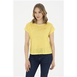 Женская желтая футболка с круглым вырезом Неожиданная скидка в корзине