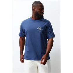 Свободная футболка размера «Индиго» из 100% хлопка с принтом TMNSS24BF00057