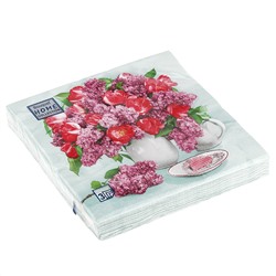 Салфетки бумажные "Bouquet Home Collection Classic" 33х33см, 3-х слойные, 20 штук в упаковке, 100% целлюлоза, "Натюрморт с цветами" (Россия)