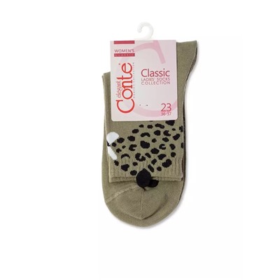 Носки женские CONTE Хлопковые носки CLASSIC с пикотом «Leopard»