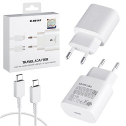 Сетевой адаптер питания Samsung USB-C 25W + кабель Type-C (белый)