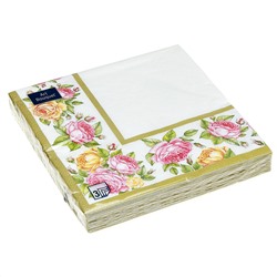 Салфетки бумажные "Art Bouquet" 33х33см, 3-х слойные, 20 штук в упаковке, 100% целлюлоза, "Скатерть с розами" (Россия)