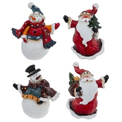 Изделие декоративное подвесное "Дед Мороз/Снеговик",L6,5 W4 H8 см, 4в.