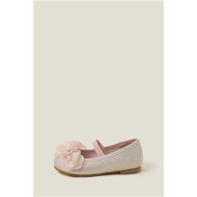 Angels By Accessorize Girls Pink Flower Ballet Flats