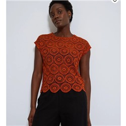 Terracotta Circle Floral Lace Top