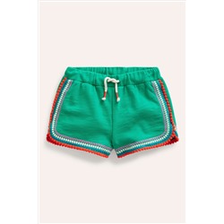 Boden Pom Trim Jersey Shorts