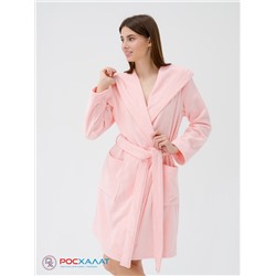 Махровый женский укороченный халат с капюшоном Розовый МЗ-01 (7)
