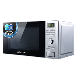 СВЧ Centek CT-1586 (сталь) 700W, 20л, 6 режимов, диаметр тарелки 245 мм, таймер, подсветка, LED