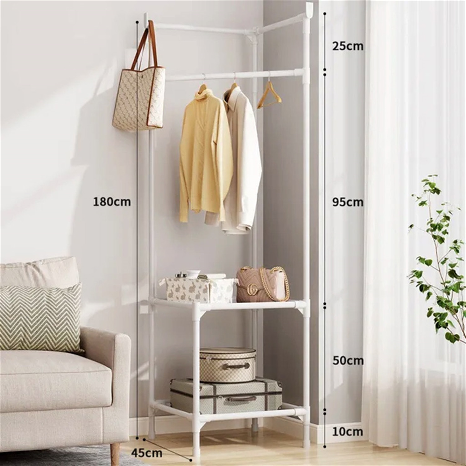 Угловая вешалка для одежды и обуви Corner Coat Rack напольная х40 см