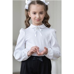 Школьная блуза для девочки с брошью ТБ-2005-54