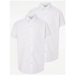 Boys White Slim Fit Short Sleeve School Shirt 2 Pack
