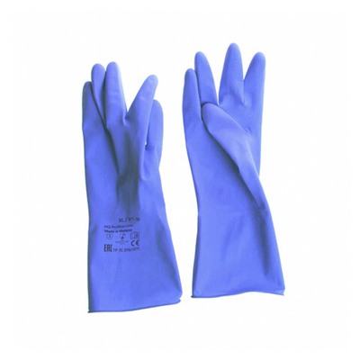Перчатки латексные КЩС, сверхпрочные, плотные, хлопковое напыление, размер 9,5-10 XL, очень большой, синие, HQ Profiline, 74736