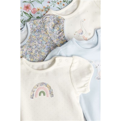 Blue 5 Pack Puff Sleeve Character Baby Bodysuits